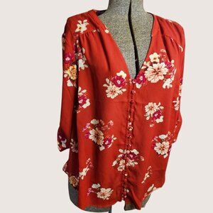 Torrid Orange Floral Blouse 1X